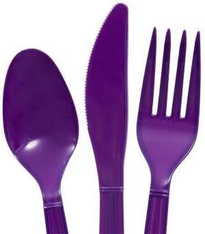Dark Purple 48-Piece Plastic Utensils Set by Greenbrier