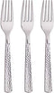Metallic Silver Hammered Plastic Forks- 24 pcs.