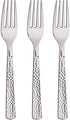 Metallic Silver Hammered Plastic Forks- 24 pcs.