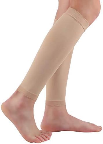 Halsy Women's Footless Compression Socks, 2 Pairs, Medical Calf Sleeve for Swelling, Varicose Veins, Edema