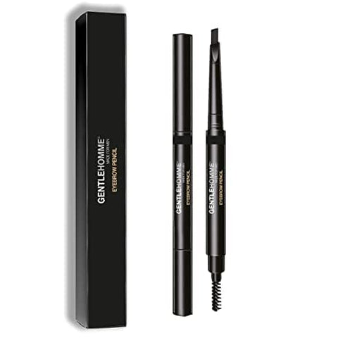 Men's 2-in-1 Eyebrow Brush & Pencil - Ultra-Thin, Long-Lasting Black - Shape, Define & Fill In - Vegan