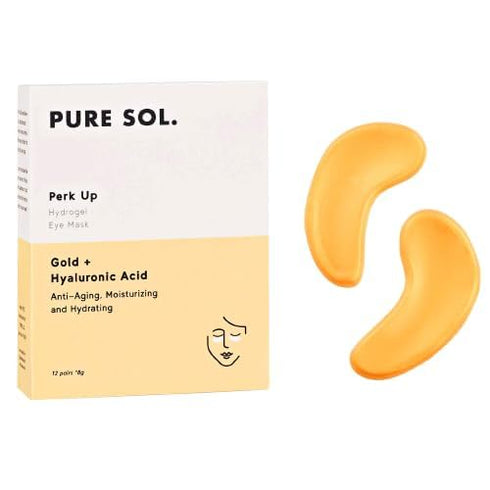 PURE SOL Hydrogel Gold Under Eye Mask - Hyaluronic Acid, Retinol, 12 Pairs for Puffy Eyes, Dark Circles