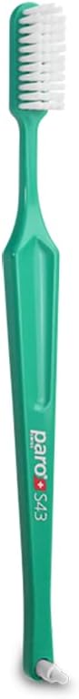 Paro S43 Toothbrush, Compact Brush Head with Soft Bristles, 6 Pack with 4 Rows and 43 Tufts for Gentle Cleaning