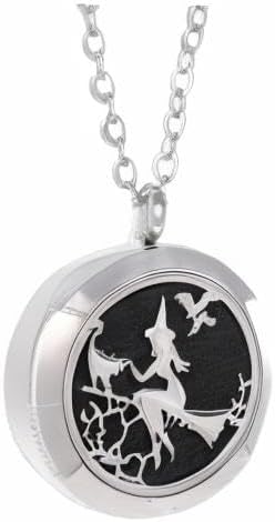 Aromatherapy Essential Oil Diffuser Necklace, Stainless Steel 30MM Magnetic Locket with Refill Pads