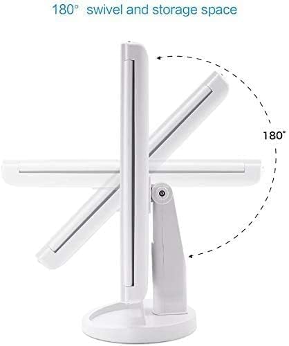 Tri-fold Lighted Vanity Makeup Mirror, 3x/2x/1x Magnification, 21 LEDs, Touch Screen, 180 Degree Rotation