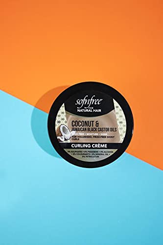 Sofn’free Coconut & Jamaican Black Castor Oil Curling Cream, Volumizer & Hair Moisturizer for Coily Curly Hair