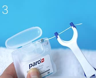 Paro Floss Holder and Mint Floss, Waxed, Fluoridated, 50M