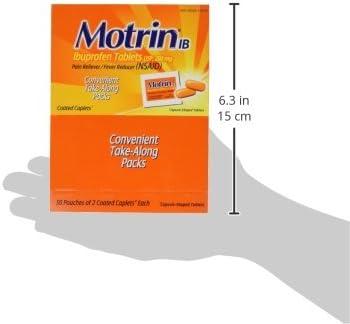 Motrin IB Ibuprofen 200mg Tablets for Fever, Muscle, Headache & Pain Relief, 50 Count, Pack of 2