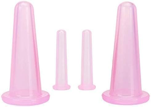 Yxinjy 4Pcs Pink Mini Massage Cupping Set Silicone Facial Cups Face Massager Helper