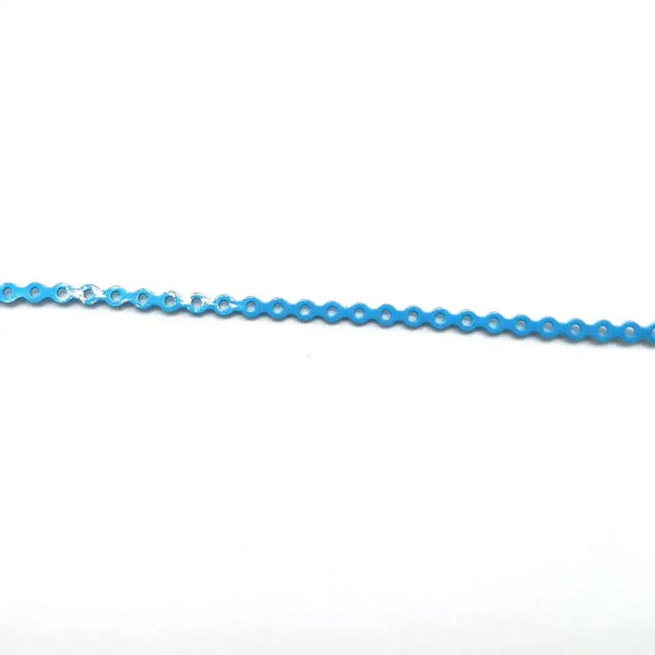 Dental Orthodontic Elastic Rubber Power Chain, Short/Long/Close for Teeth Braces (Short, Sky Blue)