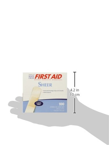 Adhesive Bandages, Sheer Strips, 3/4" x 3", Box of 100