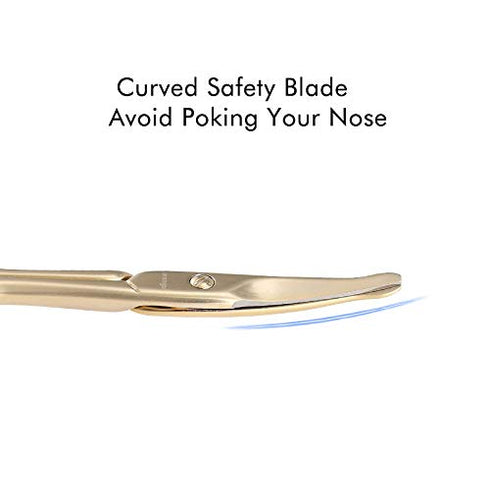 LIVINGO 3.75" Small Safety Facial Nose Hair Scissors, Curved Blade with Rounded Tip for Manicure and Eyebrow
