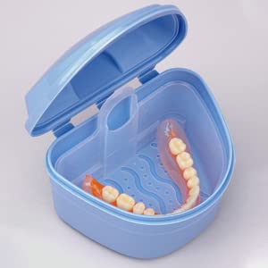 Y-Kelin Denture Retainer Cleaner Kit - Denture Cleaning Case with Denture Brush (Blue)