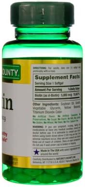Nature's Bounty Biotin Super Potency 5000mcg - 72 Softgels (Pack of 2)