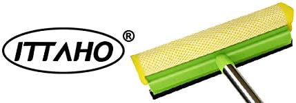 ITTAHO 2 in 1 Squeegee for Window Cleaning - 58'' Long Handle Window Washing Kit for Shower, Windshield, and Glass