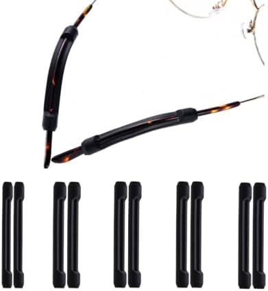 5 Pairs Black Soft Silicone Eyeglass Ear Cushions, Anti Slip Glasses Ear Hook Comfort Sport Ear Grips
