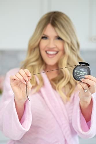 Woven Expanding Dental Floss, Naturally Waxed & Textured with Charcoal & Xylitol, Mint, 109 Yards