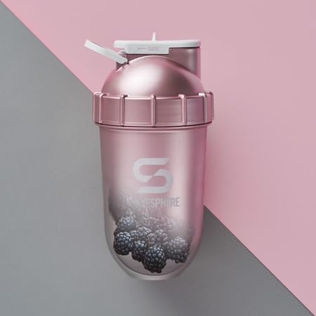 SHAKESPHERE Shaker Bottle - 24oz Leak Proof Protein Shaker for Pre Workout, Smoothie, BPA-Free, Easy Clean (Rose Gold)