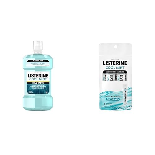 Listerine Bundle of Alcohol-Free Mouthwash, Cool Mint Flavor, 1 L + Cool Mint