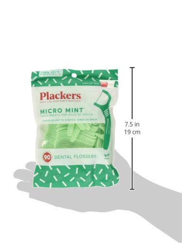 PLACKERS Micro Mint Dental Flossers, Freshens Breath, 90 Each
