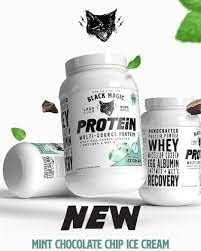 Black Magic Multi-Source Protein - Mint Chocolate Ice Cream, Pre and Post Workout, 2LB, 24g Protein, 25 Servings