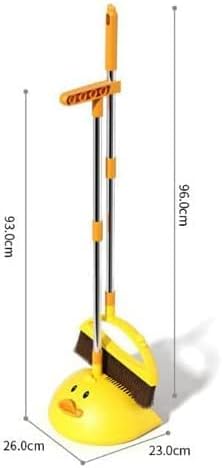 Cute Duck Cleaning Broom and Dustpan Set with Long Handle for Home Kitchen Room Office, Indoor Outdoor (Yellow)