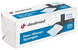 Dealmed 4" x 4" Non-Woven Gauze Sponges, 4-Ply All-Purpose Non-Sterile Gauze Pads, Absorbent Dental Gauze for First Aid