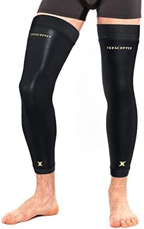 Thx4COPPER Full Leg Compression Sleeves, Anti Slip Long Leg Knee Stabilizer Brace, Knee Thigh Calf Support for Running Basketball Cycling Football, Leg Protection Knee Pain Relief Arthritis Recovery,Men & Women(Pair)