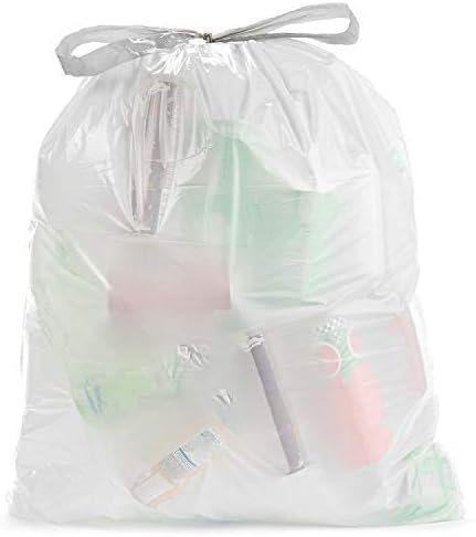Commander 13 Gallon 0.9 MIL Tall Kitchen White Drawstring Trash Bags, Pack of 44, 24" x 27", for Home, Office