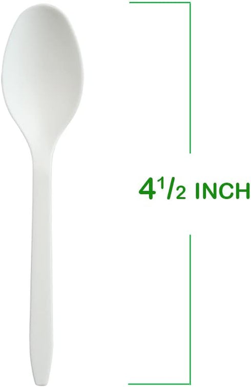 200 Count 4.5" Mini Compostable Spoons, Small Tasting Spoon for Ice Cream, Dessert, Coffee