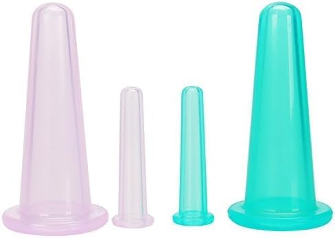 Jizlan 4Pcs Set Mini Massage Cupping Silicone Facial Cups Face Massager Helper Skin Care Neck Back Eyes Massaging Cup