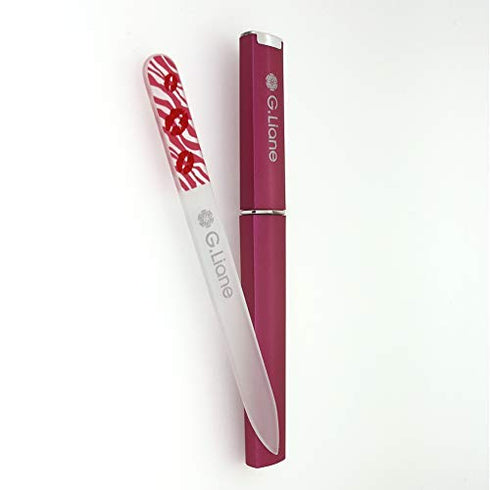 Premium Glass Nail File with Case - Professional Crystal Fingernail Files Perfect Manicure Set for Women Men Kids (Pink)
