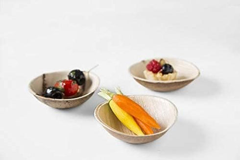 Disposable Palm Leaf 3.5" Round Mini Bowl, 25 pcs Dipping Bowls, All Natural and Biodegradable