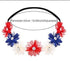 Patriotic Flower Crown Headband, Independence Day Floral Hair Band JHN39 (Blue Red White)