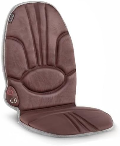 Homedics Portable Back Massage Cushion, Heated Vibrating Pad, Multi-Speed, Soft Fabric, Lumbar & Shoulder Kneading