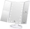 Tri-fold Lighted Vanity Makeup Mirror, 3x/2x/1x Magnification, 21 LEDs, Touch Screen, 180 Degree Rotation
