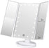 Tri-fold Lighted Vanity Makeup Mirror, 3x/2x/1x Magnification, 21 LEDs, Touch Screen, 180 Degree Rotation