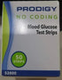 Prodigy No Coding Blood Glucose Test Strips - 50 Strips, Pack of 2