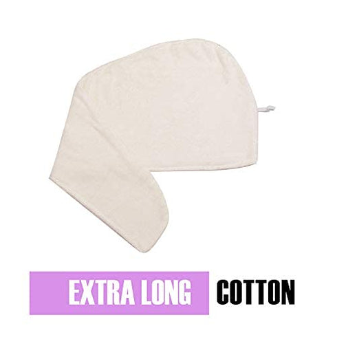 Huge Cotton Hair Towel Wrap for Women, Coral White