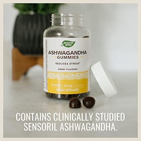 Nature's Way Ashwagandha Gummies - 125 mg Per 2-Gummy Serving, Berry Flavored Stress Reduction, 90 Gummies