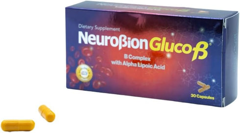 Neurobion Gluco B Dietary Supplement, B Complex with Alpha Lipoic Acid, Complejo B 30 Capsules