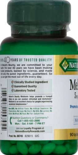 Nature's Bounty Melatonin 5mg 90 Softgels | 100% Drug Free Sleep Aid for Relaxation & Sleep Health