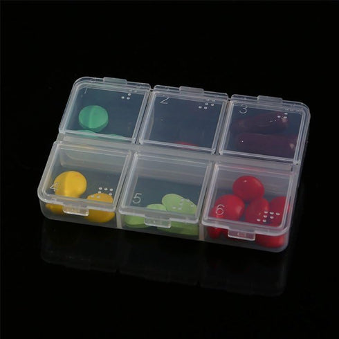WsjiaboFux 6 PillboxMedication White Pills Organizer Cells Empty Box Braille Weekly Case for Travel Case AidsPersonal