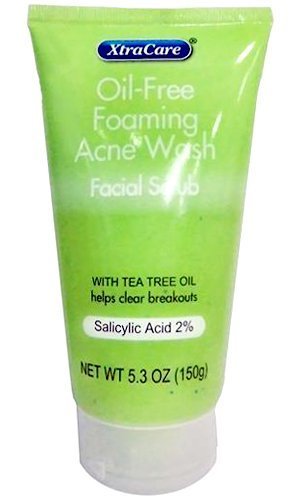 XtraCare OIL FREE FOAMING ACNE WASH Facial Scrub, 5.3 oz. with Tea Tree Oil, Pack of 2.