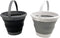 SAMMART Collapsible Plastic Bucket, Foldable Round Tub with Handle, Grey+Black (Set of 2), 5.5L