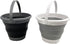 SAMMART Collapsible Plastic Bucket, Foldable Round Tub with Handle, Grey+Black (Set of 2), 5.5L