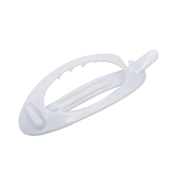 Parcelona French Plain Oval Small Celluloid Hair Barrette Clips, Metal Free Hair Accessories for Women (Solid White)