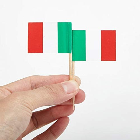 JAVD CYPS 100 Pcs Italy Flag Toothpick Flags, Mini Stick Cupcake Toppers for Party Decoration and Celebration