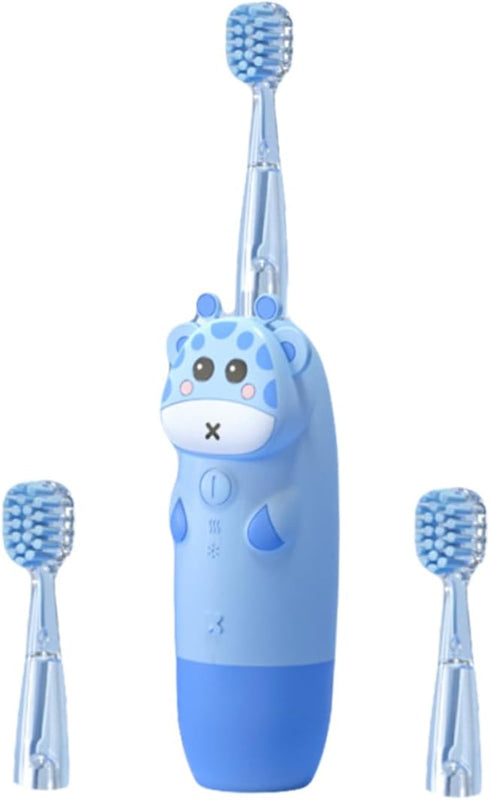 KOMBIUDA Childrens Electric Toothbrush with Sonic Frequency Colorful LED Lights for Oral