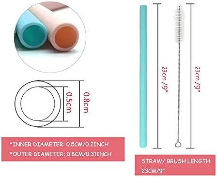 Silicone Straws Reusable Drinking Straw Pack of 6, Soft Beverage Water Drink Straws for 30oz and 20oz Tumblers,